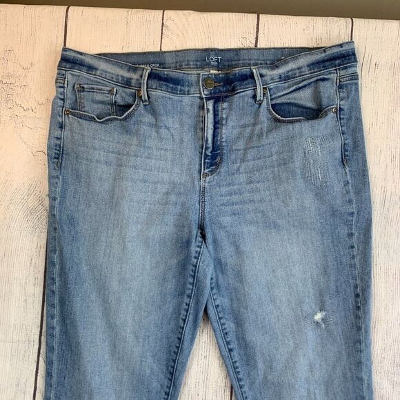 LOFT Outlet Jeans sz 16 Modern Cuffed Crop Light Wash Inseam 27" - Picture 3 of 13